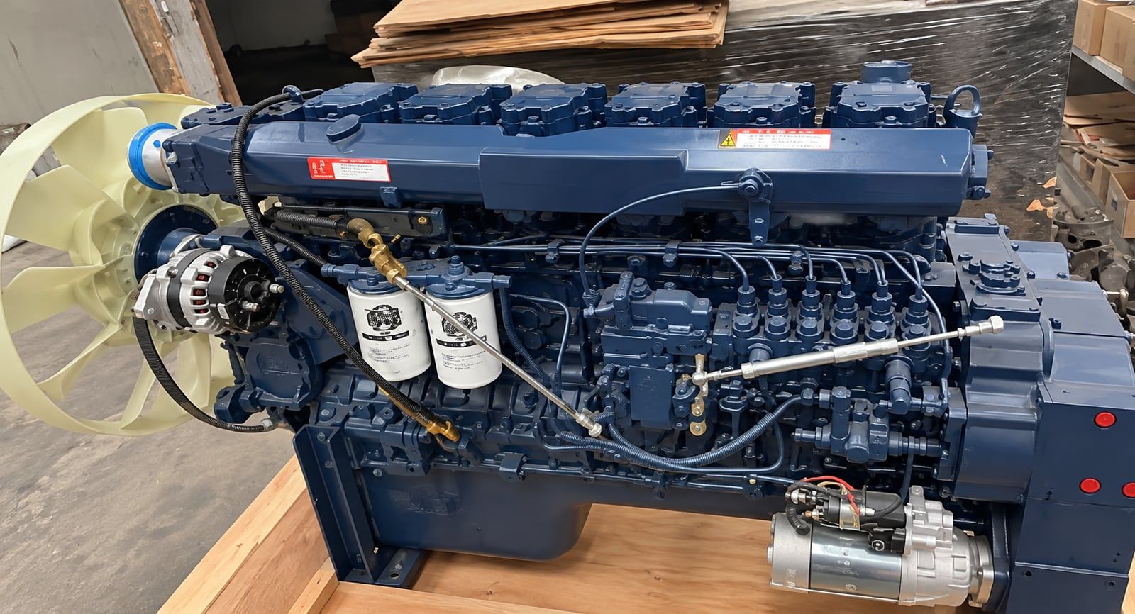 Sinotruk HOWO NX 8×4 Dump Truck the engine, photographed on a pallet off the chassis